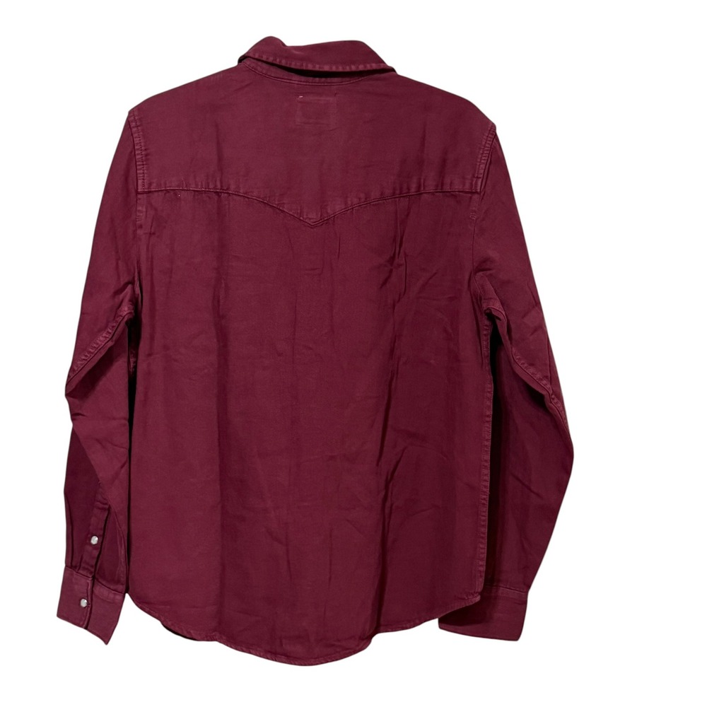 Levis Womens Western Snap Front Shirt Burgundy Cotton Long Sleeve 86832-0040 L - Picture 3 of 8
